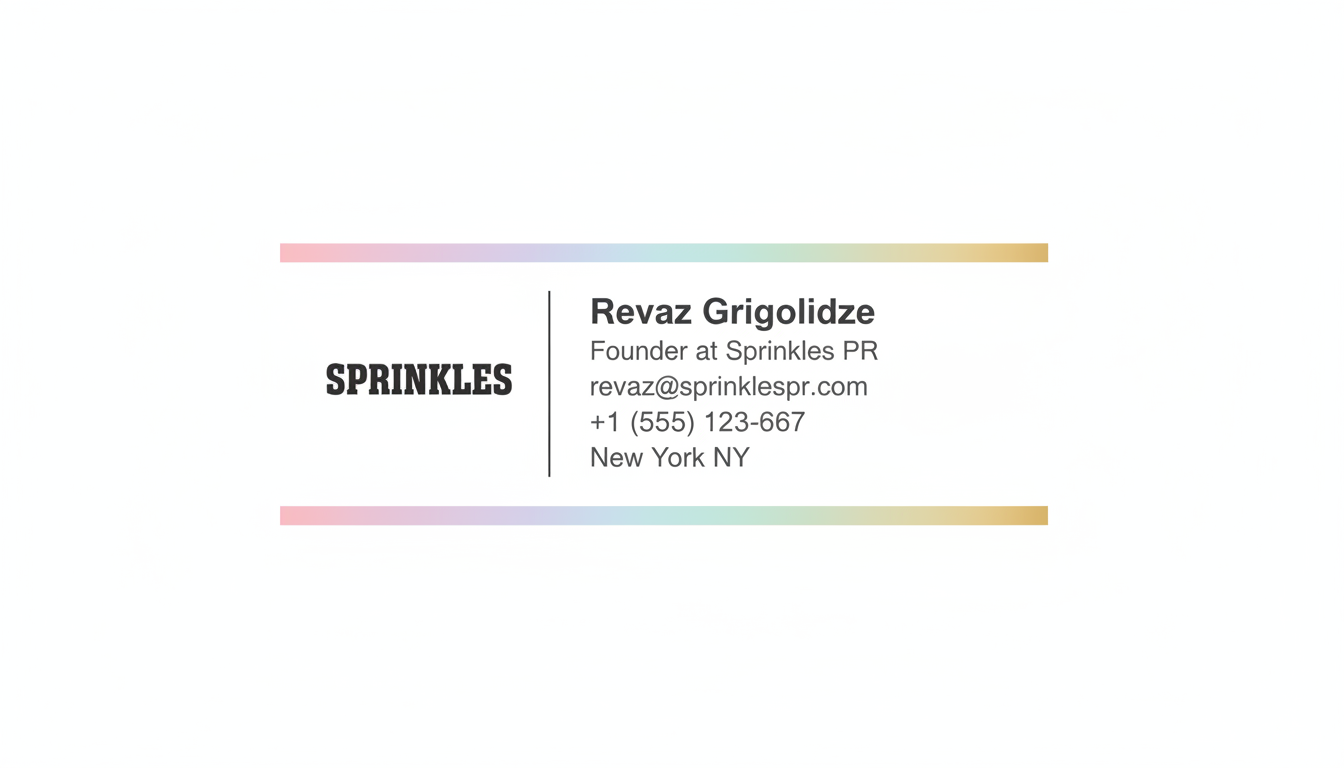 Sprinkles PR email signature mockup